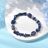 Natural Sodalite Cuboid & Lapis Lazuli Chip Beaded Stretch Bracelets for Women BJEW-JB10808-07-2