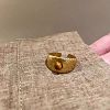 Zinc Alloy with Natural Tiger Eye Finger Rings FS-WG365DD-03-1