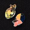 Fish Faceted K9 Glass Pendants EGLA-O006-06-2