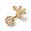 Rack Plating Butterfly Brass Micro Pave Clear Cubic Zirconia Fold Over Magnetic Clasps KK-C019-20G-3