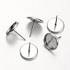 Tarnish Resistant Flat Round 304 Stainless Steel Stud Earring Settings STAS-M227-10mm-1