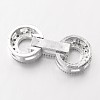 Flat Round Brass Micro Pave Cubic Zirconia Fold Over Clasps ZIRC-I014-64-FF-4