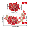2Pcs 2 Style Peony Polyester Embroidery Sew on Clothing Patches PATC-NB0001-11C-2