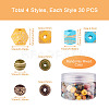 120Pcs 4 Style Painted Natural Wood Beads WOOD-FW0001-07-3