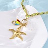 Starfish & Umbrella 304 Stainless Steel Enamel Pendant Necklaces NJEW-L465-07G-3