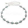 Alloy & Iron & Synthetic Turquoise Flower Link Chain Waist Belly Chains for Women FS-WG44F02-01-2