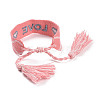 Word Love Polycotton(Polyester Cotton) Braided Bracelet with Tassel Charm LS-BJEW-F429-06-3
