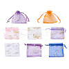 Kissitty 100Pcs 2 Style Gold Stamping Butterfly Rectangle Organza Gift Bags OP-KS0001-01-14