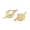 Brass Pave Shell Feather Connector Charms KK-I357-03G-2