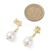 Brass Naturl Shell Pearl Star with Teardrop Dangle Stud Earrings EJEW-JE06742-4