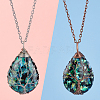 4Pcs 2 Colors Teardrop Pendant Necklaces Set NJEW-BC0001-04-3