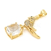 Rack Plating Brass Micro Pave Clear Cubic Zirconia Pendants ZIRC-L100-153G-01-2