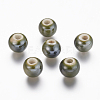 Pearlized Olive Handmade Porcelain Round Beads X-PORC-D001-10mm-11-1
