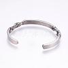 304 Stainless Steel Inspirational Cuff Bangles BJEW-P181-01AS-3