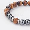 Non-Magnetic Synthetic Hematite Beaded Stretch Bracelets BJEW-JB02900-3