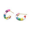 Enamel C-shape Stud Earrings EJEW-N052-05D-2