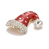 Red Christmas Hat Enamel Pin with Rhinestone JEWB-A004-08G-2