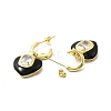Enamel Heart Dangle Stud Earrings with Clear Cubic Zirconia EJEW-G327-07G-4