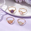 Oval Natural Rose Quartz & Prehnite & Amethyst & Citrine Finger Rings RJEW-JR00802-1
