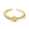 Clear Cubic Zirconia Initial Letter Open Cuff Ring RJEW-H120-09G-Z-2