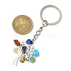 Alloy with Natural & Synthetic Mixed Gemstone Chip Pendant Keychain KEYC-JKC00640-02-3