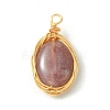 Natural Indian Agate Copper Wire Wrapped Pendants PALLOY-JF02500-02-3