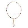 Natural Multicolor Tourmaline Faceted Cube Beaded Brass Micro Pave Clear Cubic Zirconia Butterfly Pendant OT Lariat Necklaces for Women NJEW-JN05807-4