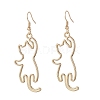 Zinc Alloy Hollow Out Cat Dangle Earrings EJEW-JE05148-01-1