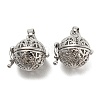 Rack Plating Brass Hollow Round Cage Pendants KK-P238-07P-1