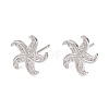 Brass Micro Pave Cubic Zirconia Stud Earrings EJEW-G471-29A-P-4