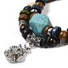 Synthetic Turquoise Polygon & Natural Wooden Beaded Double Layer Multi-strand Bracelet BJEW-P301-01AS-2