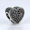 925 Thai Sterling Silver Hollow Heart European Beads STER-FF0001-029-3