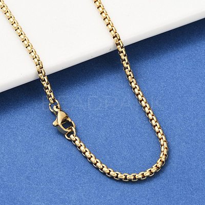 304 Stainless Steel Box Chain Necklaces X-NJEW-P244-01G-1