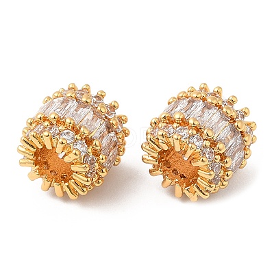 Brass Micro Pave Cubic Zirconia European Beads KK-I705-18G-1