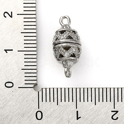 Brass Micro Pave Clear Cubic Zirconia Hollow Oval Connector Charms KK-A230-05B-P-1