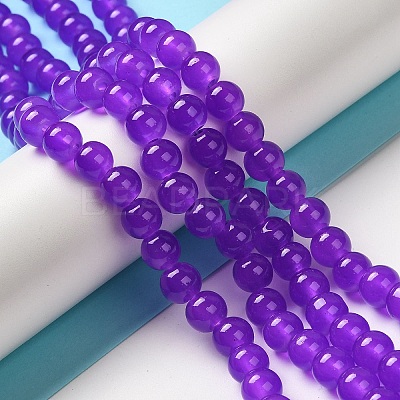 Baking Paint Imitation Jade Glass Round Bead Strands DGLA-Q021-8mm-27-1
