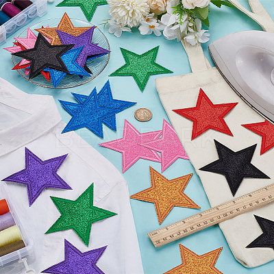 28Pcs 7 Colors Polyester Computerized Embroidery Cloth Iron on/Sew on Patches PATC-FG0003-19-1