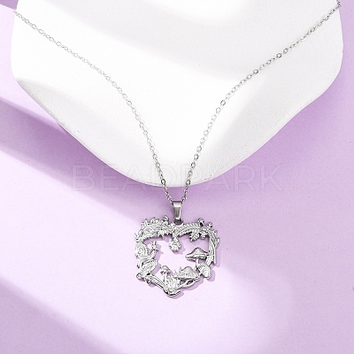 304 Stainless Steel Pendant Cable Chain Necklaces for Men Women NJEW-K308-03F-P-1