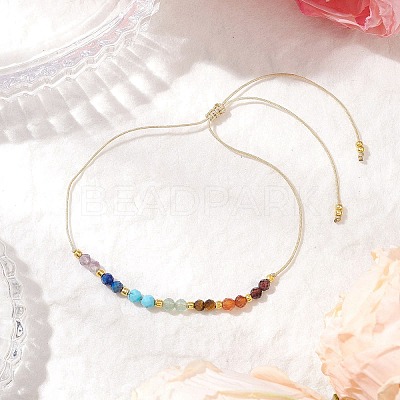 Chakra Theme Adjustable Natural Mixed Gemstone Braided Bead Bracelets for Women BJEW-JB11618-04-1