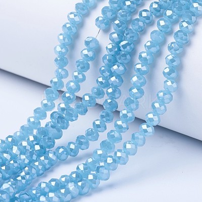 Electroplate Glass Beads Strands X-EGLA-A034-J8mm-A06-1