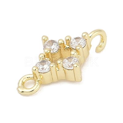 Brass Micro Pave Clear Cubic Zirconia Connector Charms KK-Z094-08G-02-1