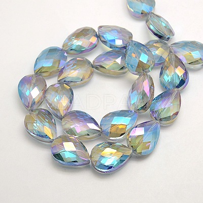 Electroplate Crystal Glass Teardrop Beads Strands EGLA-F067B-05-1