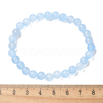 Natural & Dyed White Jade Bead Stretch Bracelets X-BJEW-K212-A-018-1