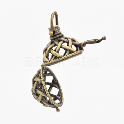 Vintage Filigree Round Brass Cage Pendants LS-KK-D389-15AB-1