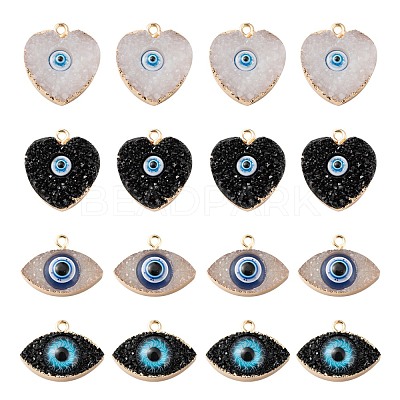 16Pcs 2 Style Druzy Resin Pendants RESI-LS0001-17-1
