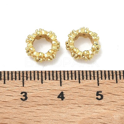 Flower Brass Micro Pave Clear Cubic Zirconia European Beads LS-KK-G557-39G-1