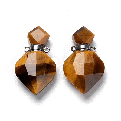 Natural Tiger Eye Perfume Bottle Pendants G-D058-11P-05-1