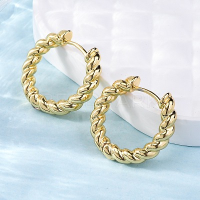 Brass Huggie Hoop Earrings EJEW-L231-31G-1
