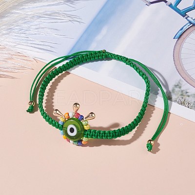 Big Evil Eye Braided Bead Bracelet BJEW-JB07109-03-1