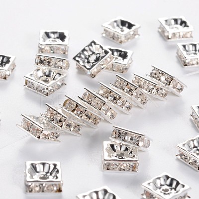 Brass Rhinestone Spacer Beads RSB074NF-01S-1